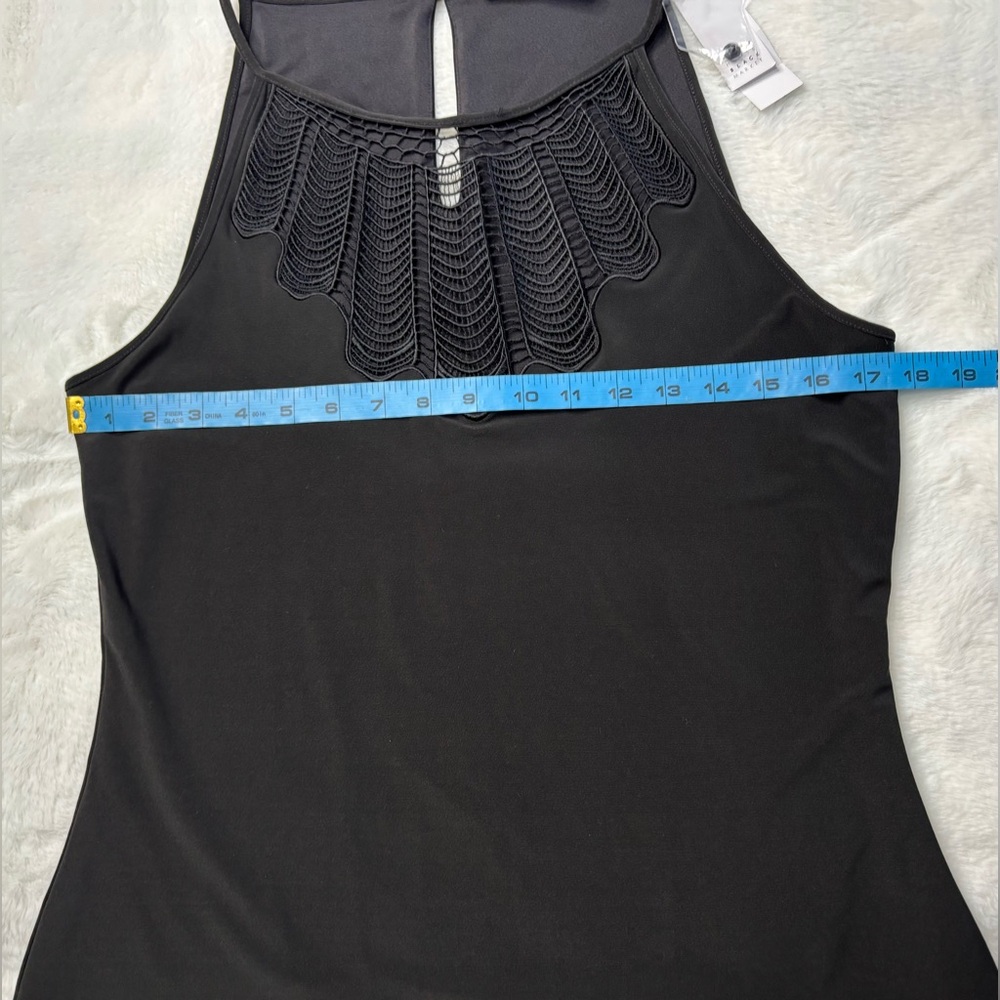 NWT White House Black Market Black Openwork Halter Top Medium - Picture 7 of 11